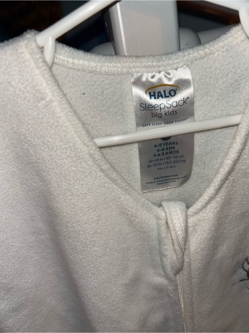 Halo Sz 4/5 White Infant Sleep Sack Pajama with Puppy Embroidery - Picture 5 of 5